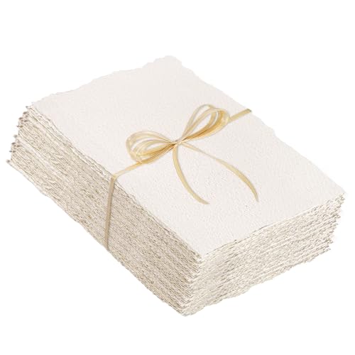 Prudiut 50 Sheets Cotton Watercolor Paper, 300 GSM, 2 x 3.5 inch Deckled Edge, Ideal for Watercolor Painting, Acrylic Sketching, Crafting - size: 2 x 3.5inch