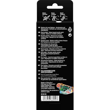 Faber-Castell Shake & Paint Markers: Black & White - 2 Dual Tip Paint Markers, Permanent Markers for Clothes, White Acrylic Paint Pen, Arts & Crafts Supplies - style: Black & White