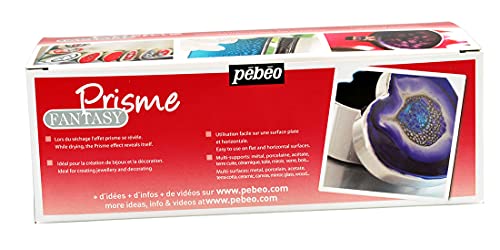 Pebeo Fantasy Prisme, Pearlescent Multi-Surface Oil-Based Paint with Honeycomb Finish, Premium Art Supplies, Set of 10 Assorted Colors, 45 ml Bottles, 6x20ml