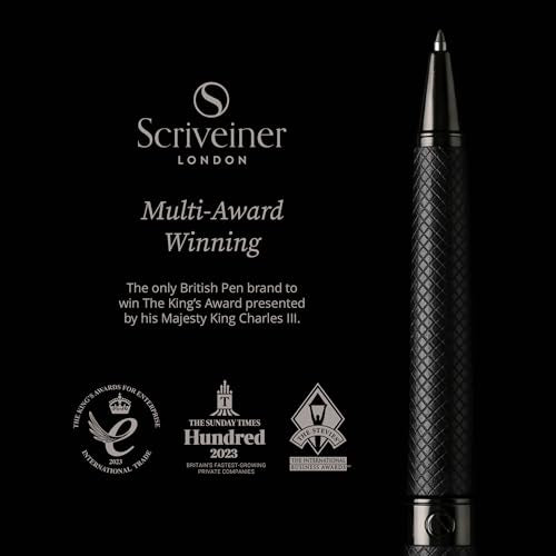 Scriveiner All Black Ballpoint Pen -Stunning Luxury All Metal Matt Black Pen, Schmidt Black Refill, Best Gift Set for Men & Women, Professional Executive Office, Nice Fancy Designer Pens - color: 01. All Black