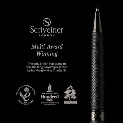 Scriveiner All Black Ballpoint Pen -Stunning Luxury All Metal Matt Black Pen, Schmidt Black Refill, Best Gift Set for Men & Women, Professional Executive Office, Nice Fancy Designer Pens - color: 01. All Black