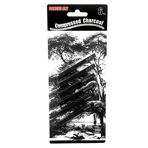 Artists Compressed Charcoal Sticks Square Black Coal Sticks Sketch Art Supplies for Drawing Sketching Shading Tool 6 PCS Artist Charcoal Sticks Black for Drawing Sketching Fine Art Soft