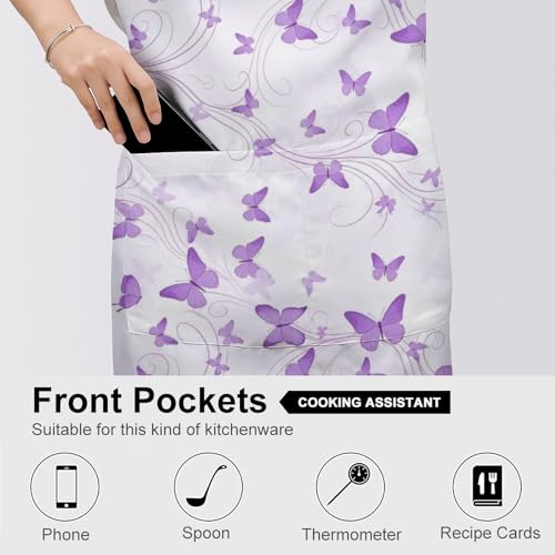 Cooking Apron for Adults with Pockets, Waterproof Oil Resistant Bib for Kitchen Restaurant BBQ Baking - color: Style (333)