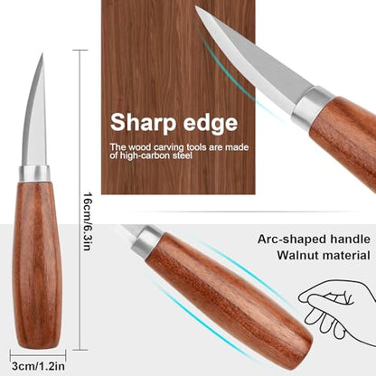 Wood Carving Knifes, (Straight handle Sloyd Carving Knife) | Whittling Knife,With Leather Strop and Polishing Compound,Wood Carving Tools for Beginners,Adults and Kids Whittling Tools - style: Straight handle Sloyd Carving Knife