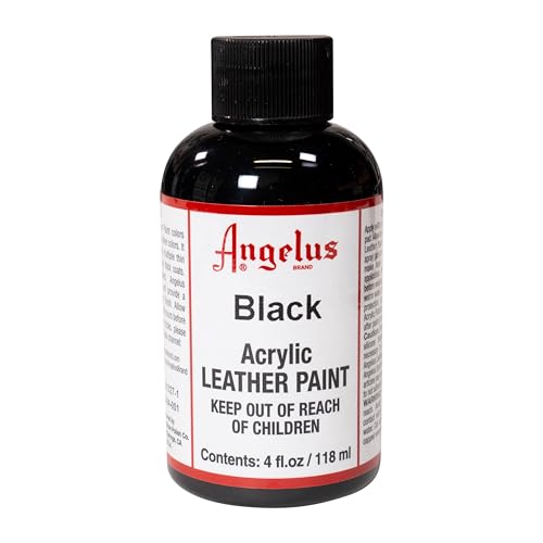 Angelus Acrylic Leather Paint for Shoes, Sneakers, Leather, Canvas, Furniture, and More - 4 fl oz, Black - color: Black, size: 4 Fl Oz (Pack of 1)