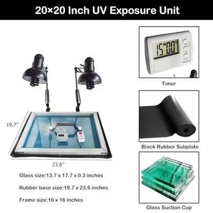HayWHNKN 3 Color 1 Station Micro-Adjust Screen Printer Kit Silk Screen Print Press with Flash Dryer for Fabric with UV Exposure Unit Kit Washout Tank