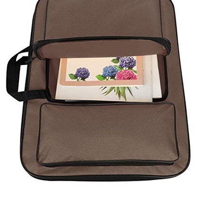 haozaikeji A3 Artist Portfolio Carry Case Bag Portable Waterproof Canvas Shoulder Bag Painting Pad Backpack for Sketching Painting Art Supplies with Shoulder Straps & Carry Handle - color: Brown
