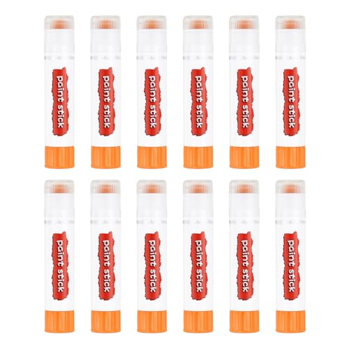 PATIKIL Tempera Paint Sticks, 12 Pcs Solid Tempera Paints Sticks Washable Bulk Markers Pen Quick Drying for Artists Beginners Art Supplies, Orange - color: Orange