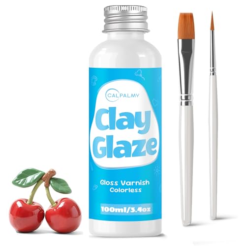 CALPALMY 100ml Gloss Glaze Varnish Kit for Air Dry Clay Sealer, Waterproof, Gloss Finish - Prevent Cracking and Scratches for Clay, Pottery, Ceramics, Acrylic Paint - color: Gloss, size: 100ml