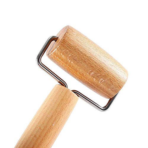 2-In-1 Style Pastry Pizza Roller Wood Brayer Wooden Rolling Pin 5D Diamond-Paint Art Wood Roller for Baking or Ceramic Pottery Clay Working