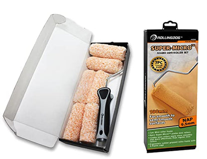 ROLLINGDOG Mini Roller - 4 Inch Jumbo Microfiber Small Paint Roller Covers 3/8” Nap - color: microfiber roller 4 Inch