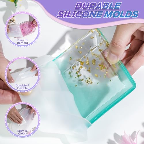 Vivresina Epoxy Resin Kit with Molds for Beginners -17 oz Super Clear Epoxy Resin Complete Kit Include Mica Powders, Glitters, Dried Flowers and Other Resin Supplies, for Adults Crafts Kits,DIY Gift