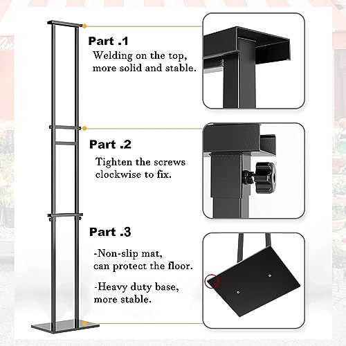 WHAUU Display Stand Sign Holder,Heavy Duty Adjustable Pedestal Sign Stand Up to 75 inch,Double-Sided for Board & Foam Sign,Sign Stand with Base,Fit Wedding,Restaurant or Business(Poster not Included) - size: 75 inch-1PACK