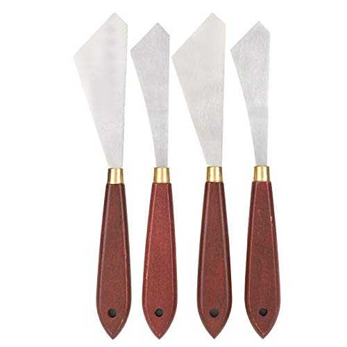 Stainless Steel Palette Knife, Wooden Handle Oil Painting Scraper with Straight for Mixing Acrylic Paint, Watercolor, Nail and Craft Art