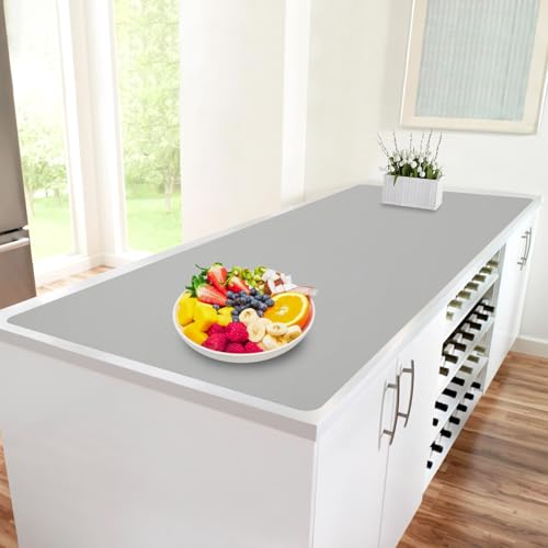 Extra Large Silicone Mat, 96”x36” Heat Resistant Mats for Countertop, Cuttable Waterproof Kitchen Counter Mat, Multipurpose Countertop Protector Mat, Silicone Mats for Kitchen Counter (Gray) - color: Gray, size: 36"L x 96"W