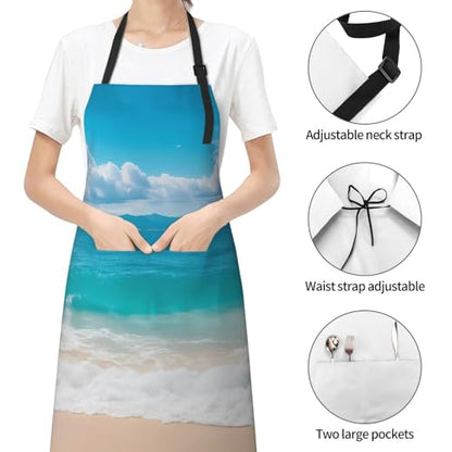 KKdskkds Tribal Boho Geometric Multi-Purpose Adjustable Waterproof Apron With Pocket For Men Women - color: Sunshine Ocean and Wave