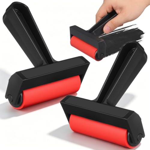 Ciieeo 2 Pack Printmaking Brayer Rollers - 4.9 inch Smooth Surface Ink Roller with Ergonomic Handle | Versatile Stamping Tool for Block Printing Painting and Glue Application