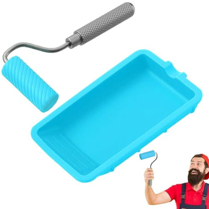 Glue Roller Set Silicone Glue Applicator with Tray for Woodworking, Arts and Crafts, Wood Projects, Furniture Repair and Professional Paint Kit Sky-blue - color: Sky-blue