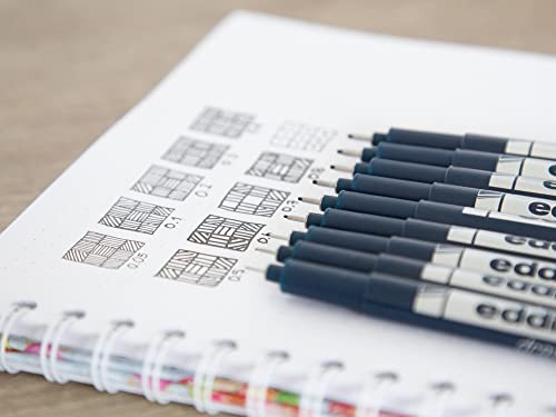 edding 1880 profipen - black - 10 pens - line width 0.2 mm - fineliner pen for precise writing, sketching and technical drawing - fine, metal-encased nib - suitable for use with rulers and stencils - color: 01: 10 Pens - 0.2mm - Black