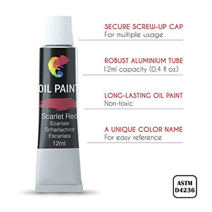 Zenacolor Oil Paint Set 48 x 12mL (0.4Oz) Pack of 48 Tubes of Oil Paints for Canvas Painting