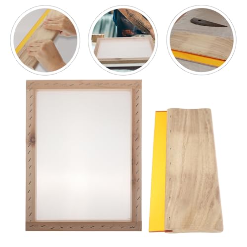 Abaodam Wooden Screen Printing Squeegee Set Rubber Blade and Silk Screen Frame Flat Ink Scraper Crafts and DIY Art Projects