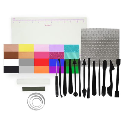 Sculpey III® Ultimate Clay Crafts Polymer Oven-Bake Clay 41 piece kit, for adults and teens, Non Toxic, 20 colors of clay, DIY modeling clay, sculpting tools and accessories, great for beginners.
