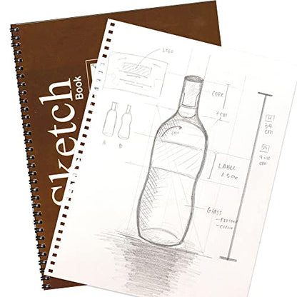 BAZIC Products Sketch Book, Side Bound, 8.5 x 11 in, 30 Sheets, 2-Pack | 30-sheet spiral sketch book, smooth drawing paper for sketching, shading - color: 30 Sheets - 8.5"x11", size: 2-Pack