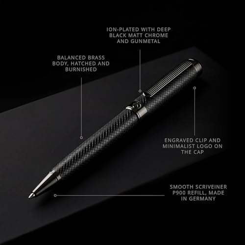 Scriveiner All Black Ballpoint Pen -Stunning Luxury All Metal Matt Black Pen, Schmidt Black Refill, Best Gift Set for Men & Women, Professional Executive Office, Nice Fancy Designer Pens - color: 01. All Black