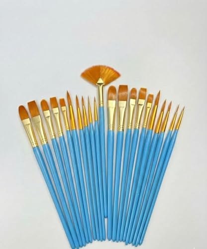 Paint Brushes Set for Acrylic Painting, 21 Pcs Oil Watercolor Acrylic Paint Brush, Artist Paintbrushes for Body Face Rock Canvas, Kids Adult Drawing Arts Crafts Supplies, Blue - color: Blue Set 21