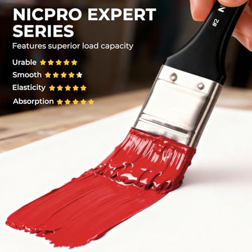 Nicpro 26pcs Paint Brush Set, Professional Paintbrushes with Palette Knife, Craft Paint Brushes for Acrylic Painting, Oil, Watercolor, Gouache & Canvas, Drawing & Art Supplies for Adults, Artists Gift - color: Black