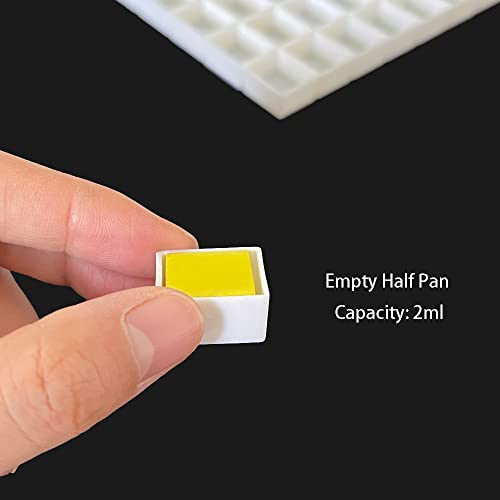 FCLUB 48PCS Refillable Empty Watercolor Half Pans, 2ml | Refillable 2ml Half Pans Fit Most Metal Watercolor Tins, Empty Watercolor Pans for DIY Paints, Gouache, and Custom Palettes - style: 48Pcs Half pans