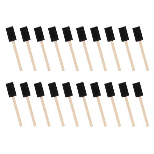 Twenty Pcs Sponge Paint Brush Set Assorted Sizes Wood Handle Foam Brushes for Painting Staining Varnish Craft - size: 2.5cm diameter