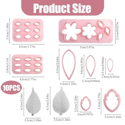 8 Pcs Clay Cutters Molds for Polymer Clay Jewelry, Press Mold and Cutter Set for Earrings, Floral Leaf Geometric Shapes with Mini Flower Press Tools for Crafts