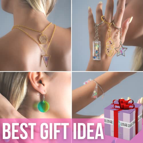 MODDA UV Resin Jewelry Making Kit, UV Lamp & Video Course Included, DIY Resin Kit for Adults, Teen Girls, Beginners with Molds, Glitters & Accessories - color: UV RESIN -JEWELRY MAKING KIT