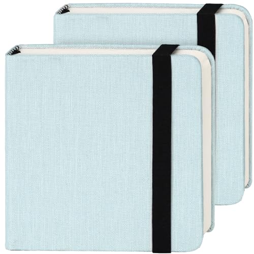 Funto Hot Press Watercolor Journal 2 Pack, 4.7”x4.7” 48 Sheets Total, 100% Cotton Smooth Paper 300gsm/140lb, Acid-Free Sketchbook Set for Artists & Illustration - color: Light Blue