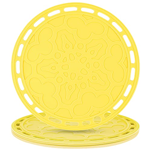 Silicone Trivets Mats Big Round Silicone PotHolder Hot Pads and Trivets for Hot Dishes and Hot Pots Holder, Hot Mats for Countertops, Tables, Spoon Rest Set of 3 Color Yellow - color: L: Yellow