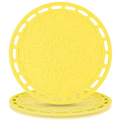 Silicone Trivets Mats Big Round Silicone PotHolder Hot Pads and Trivets for Hot Dishes and Hot Pots Holder, Hot Mats for Countertops, Tables, Spoon Rest Set of 3 Color Yellow - color: L: Yellow