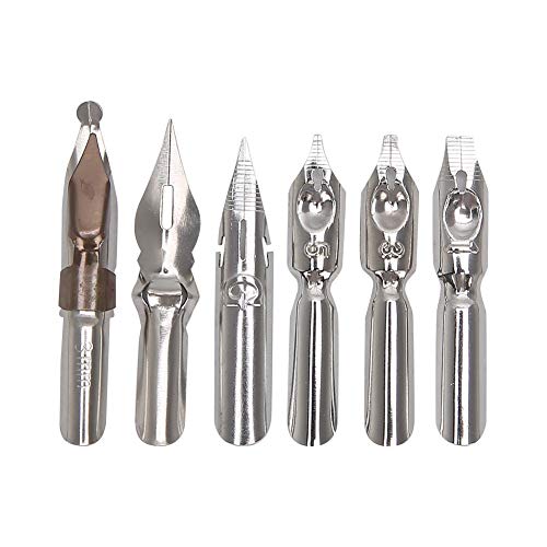 Calligraphy Oblique Nib Pen Point Holder, English Calligraphy Pen Nib Holder Antique Copperplate Script Handed Dip Pen + 6 Flat Nibs(2)
