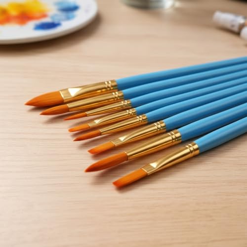 Acrylic Paint Brush Set, 15 pcs Nylon Hair Paint Brushes for All Purpose Oil Watercolor Face Body Rock Painting Artist, Small Painting Brush Kits for Kids Adult Drawing Blue - color: Blue