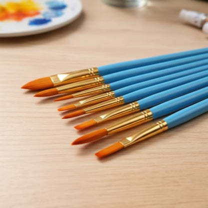 Acrylic Paint Brush Set, 15 pcs Nylon Hair Paint Brushes for All Purpose Oil Watercolor Face Body Rock Painting Artist, Small Painting Brush Kits for Kids Adult Drawing Blue - color: Blue