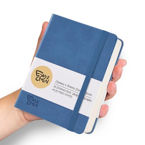 Hardcover 96Pages Blank Sketch Book for Drawing, Small 5.7x4.1 Pocket Journal Notebook for Travel, 180gsm Thick Paper Diary Notebooks for Work, PU Cover Memo for Writing. Dark Blue - color: PU Cover-5.7x4.1in-Dark Blue