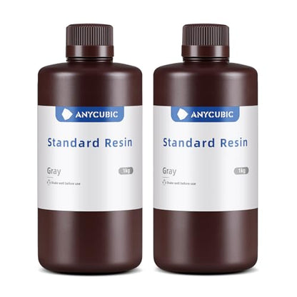 ANYCUBIC 3D Printer Resin, 405nm SLA UV-Curing Resin with High Precision and Quick Curing & Excellent Fluidity for LCD 3D Printing (Grey+Grey, 2kg) - color: Grey, size: 2kg