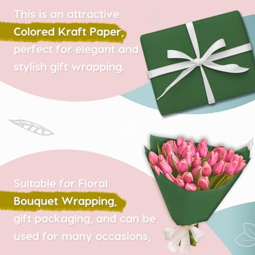 SMART&CASUAL 15" x 450" (37.5') Kraft Paper Roll for Art Craft Supplies Gift Wrapping Moving Packing Painting Drawing Paint Easel Poster Chart Paper (Dark Green, 15" W x 450" L (37.5')) - color: Dark Green, size: 15"W x 450"L ( 37.5' )