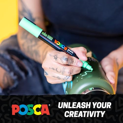 POSCA Canvas Paint by Number Kit, Lilac Dream - 8 Acrylic Markers with 2 Pre-Drawn Canvases - Gift Set for Artists, Adults and Kids - color: Lilac Dream