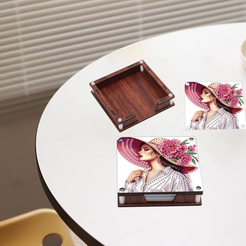 JISHSHAY 2 PCS Diamond Art Note Box Beautiful Woman Diamond Painting Memo Boxes Gem Painting Gem Art Memo Pad Holder Mosaic Kits for Adults Embroidery Kit Note Pad Holder, Contains 120 Sheets of Paper - color: Woman 3