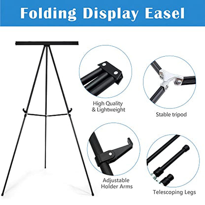 Falling in Art Aluminum Flip Chart Display Easel Stand with Adjustable Floor for Boardroom, Whiteboard, Paper Pads, Signage, 63 1/2'' High, Black - style: Black 1-Pack