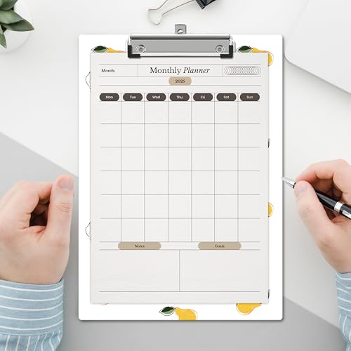 Cute Clipboard, Yellow Pear ClipBoards with Low Profile Clip for Teachers Nurses Students, Fashion ClipBoards Suitable for School Office, 12.6 x 9 Inch Size - C04 - style: Pear
