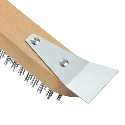 MAXMAN Stainless Steel Wire Scratch Brush, 12 Inch Wooden Handle Wire Brush with Metal Scraper, Heavy Duty Wire Brushes for Cleaning Rust, Paint Scrubbing, Dust and Other Hard Surfaces 2 Pieces - style: Stainless Steel Bristles