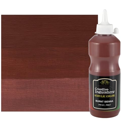 Creative Inspirations Acrylic Paint - Burnt Sienna - 500 mL Bottle - Smooth & Creamy Consistency, Vibrant Pigmentation, Great Coverage for Artists - Clean Up with Soap & Water - color: Burnt Sienna, size: 16.91 Fl Oz (Pack of 1)