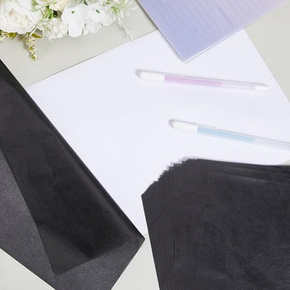 100 Sheets 11.7 x 8.3 Inch Black Transfer Paper Carbon Tracing Paper Rectangle Graphite Canvas Transferring Crafts Pages Accessories for DIY Making Woodworking Drawing Board Art Projects - color: Black